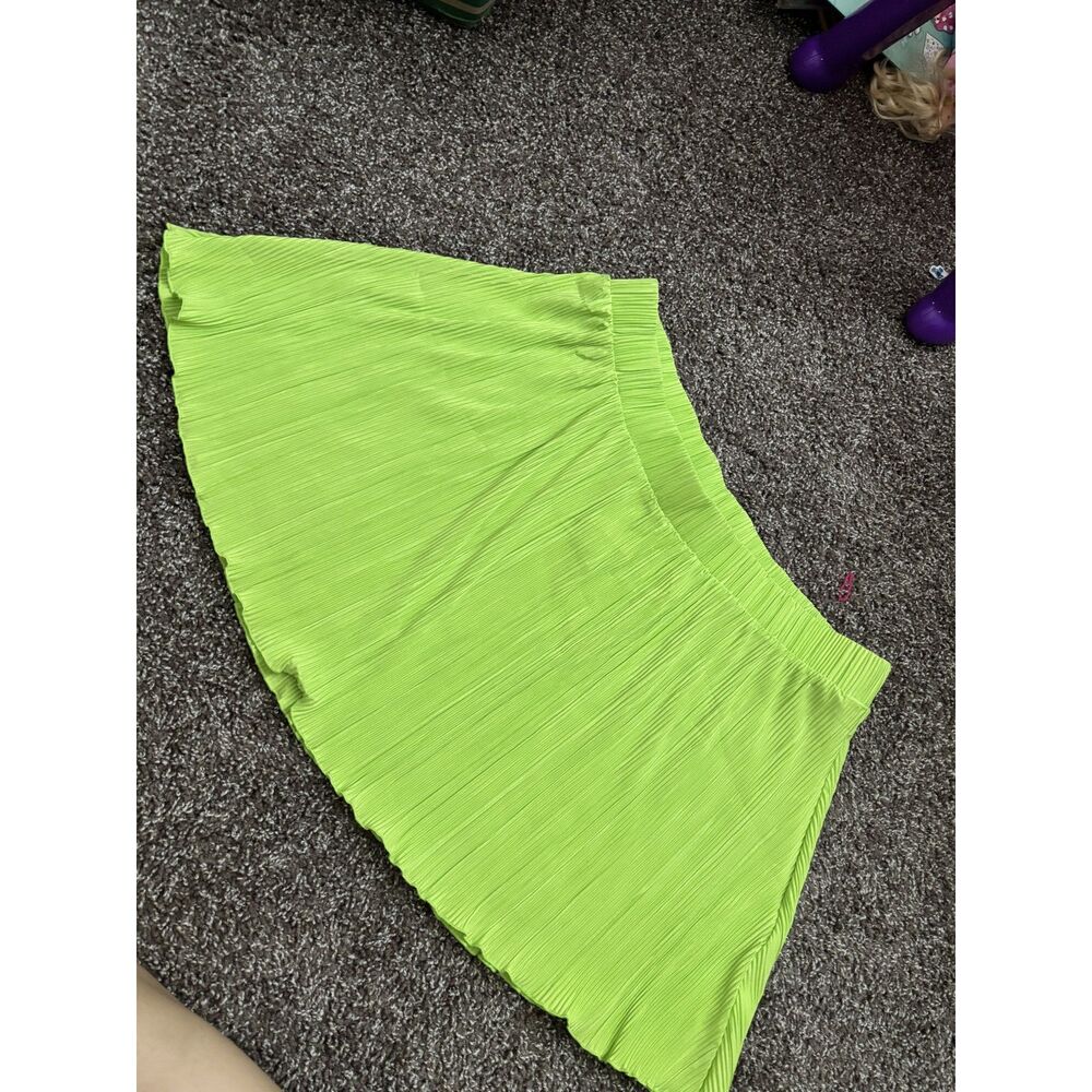 Future Collective XL Lime Green Pleated Mini Skirt Y2K Trendy